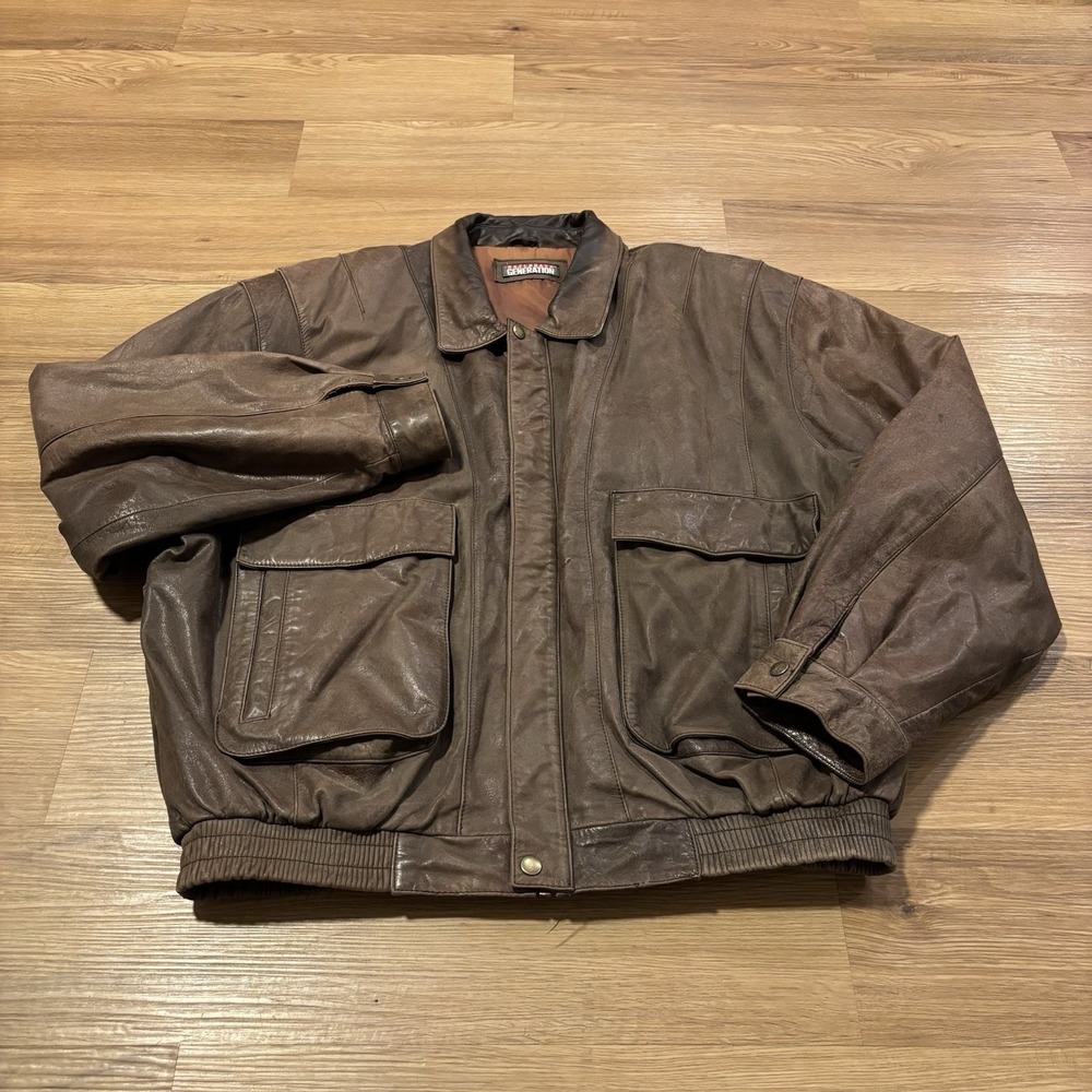 Vintage Saturdays Generation Jacket Men's XL Brown Leather A-2 Flight Bomber 90s